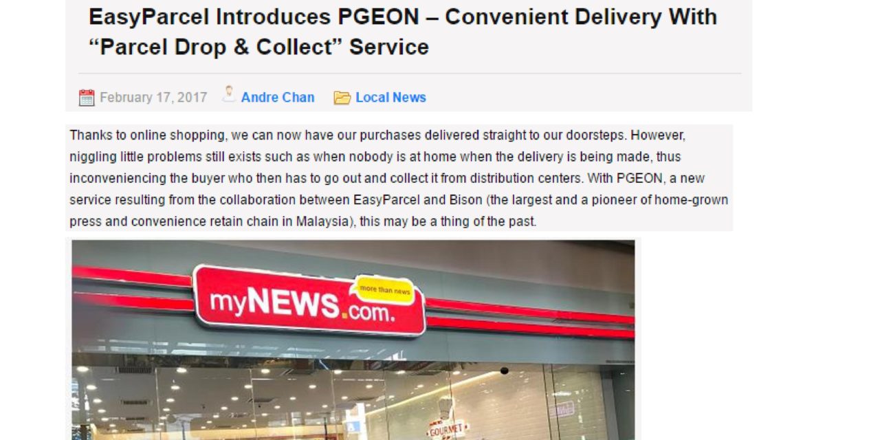 EasyParcel Introduces PGEON – Convenient Delivery With “Parcel Drop & Collect”