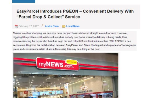 EasyParcel Introduces PGEON – Convenient Delivery With “Parcel Drop & Collect”