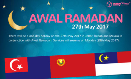 [HOLIDAY NOTICE] Awal Ramadan 2017